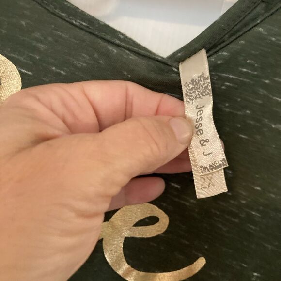 JESSE & J Green Gold Love Mini Dress Gold Strap Accent in the back 2X - Picture 10 of 11
